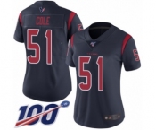 Women's Houston Texans #51 Dylan Cole Limited Navy Blue Rush Vapor Untouchable 100th Season Football Jersey