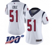 Women's Houston Texans #51 Dylan Cole White Vapor Untouchable Limited Player 100th Season Football Jersey