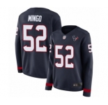 Women's Houston Texans #52 Barkevious Mingo Limited Navy Blue Therma Long Sleeve Football Jersey