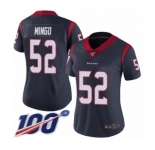 Women's Houston Texans #52 Barkevious Mingo Navy Blue Team Color Vapor Untouchable Limited Player 100th Season Football Jersey