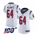 Women's Houston Texans #64 Senio Kelemete White Vapor Untouchable Limited Player 100th Season Football Jersey