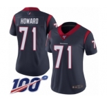 Women's Houston Texans #71 Tytus Howard Navy Blue Team Color Vapor Untouchable Limited Player 100th Season Football Jersey