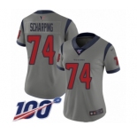 Women's Houston Texans #74 Max Scharping Limited Gray Inverted Legend 100th Season Football Jersey