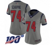 Women's Houston Texans #74 Max Scharping Limited Gray Inverted Legend 100th Season Football Jersey