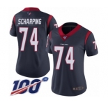 Women's Houston Texans #74 Max Scharping Navy Blue Team Color Vapor Untouchable Limited Player 100th Season Football Jersey