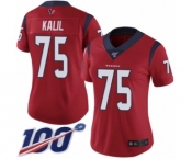 Women's Houston Texans #75 Matt Kalil Red Alternate Vapor Untouchable Limited Player 100th Season Football Jersey