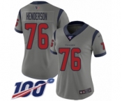 Women's Houston Texans #76 Seantrel Henderson Limited Gray Inverted Legend 100th Season Football Jersey