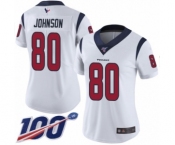 Women's Houston Texans #80 Andre Johnson White Vapor Untouchable Limited Player 100th Season Football Jersey