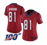 Women's Houston Texans #81 Kahale Warring Red Alternate Vapor Untouchable Limited Player 100th Season Football Jersey