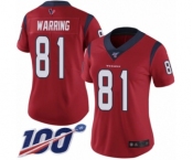 Women's Houston Texans #81 Kahale Warring Red Alternate Vapor Untouchable Limited Player 100th Season Football Jersey