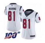 Women's Houston Texans #81 Kahale Warring White Vapor Untouchable Limited Player 100th Season Football Jersey