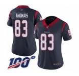 Women's Houston Texans #83 Jordan Thomas Navy Blue Team Color Vapor Untouchable Limited Player 100th Season Football Jersey