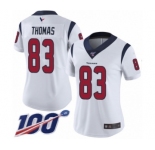 Women's Houston Texans #83 Jordan Thomas White Vapor Untouchable Limited Player 100th Season Football Jersey