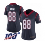 Women's Houston Texans #88 Jordan Akins Navy Blue Team Color Vapor Untouchable Limited Player 100th Season Football Jersey