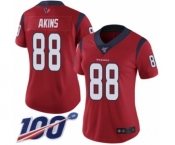 Women's Houston Texans #88 Jordan Akins Red Alternate Vapor Untouchable Limited Player 100th Season Football Jersey