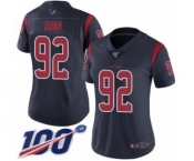 Women's Houston Texans #92 Brandon Dunn Limited Navy Blue Rush Vapor Untouchable 100th Season Football Jersey