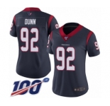Women's Houston Texans #92 Brandon Dunn Navy Blue Team Color Vapor Untouchable Limited Player 100th Season Football Jersey