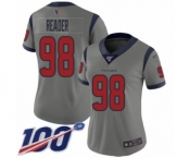 Women's Houston Texans #98 D.J. Reader Limited Gray Inverted Legend 100th Season Football Jersey