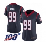 Women's Houston Texans #99 J.J. Watt Navy Blue Team Color Vapor Untouchable Limited Player 100th Season Football Jersey