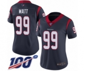 Women's Houston Texans #99 J.J. Watt Navy Blue Team Color Vapor Untouchable Limited Player 100th Season Football Jersey