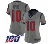 Women's Nike Houston Texans #10 DeAndre Hopkins Limited Gray Inverted Legend 100th Season NFL Jersey