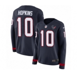 Women's Nike Houston Texans #10 DeAndre Hopkins Limited Navy Blue Therma Long Sleeve NFL Jersey