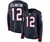 Women's Nike Houston Texans #12 Bruce Ellington Limited Navy Blue Therma Long Sleeve NFL Jersey