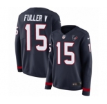 Women's Nike Houston Texans #15 Will Fuller V Limited Navy Blue Therma Long Sleeve NFL Jersey