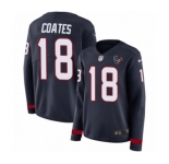Women's Nike Houston Texans #18 Sammie Coates Limited Navy Blue Therma Long Sleeve NFL Jersey