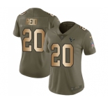 Women's Nike Houston Texans #20 Justin Reid Limited Olive Gold 2017 Salute to Service NFL Jersey
