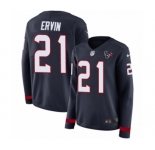 Women's Nike Houston Texans #21 Tyler Ervin Limited Navy Blue Therma Long Sleeve NFL Jersey