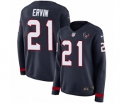 Women's Nike Houston Texans #21 Tyler Ervin Limited Navy Blue Therma Long Sleeve NFL Jersey