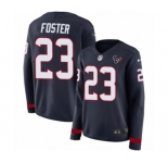 Women's Nike Houston Texans #23 Arian Foster Limited Navy Blue Therma Long Sleeve NFL Jersey
