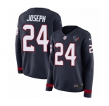 Women's Nike Houston Texans #24 Johnathan Joseph Limited Navy Blue Therma Long Sleeve NFL Jersey