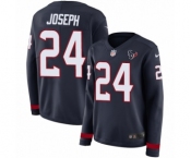 Women's Nike Houston Texans #24 Johnathan Joseph Limited Navy Blue Therma Long Sleeve NFL Jersey