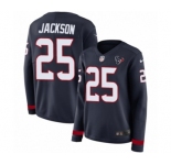 Women's Nike Houston Texans #25 Kareem Jackson Limited Navy Blue Therma Long Sleeve NFL Jersey