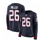 Women's Nike Houston Texans #26 Lamar Miller Limited Navy Blue Therma Long Sleeve NFL Jersey