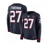 Women's Nike Houston Texans #27 D'Onta Foreman Limited Navy Blue Therma Long Sleeve NFL Jersey