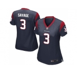 Women's Nike Houston Texans #3 Tom Savage Navy Blue Team Color Stitched NFL Elite Jersey