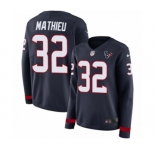 Women's Nike Houston Texans #32 Tyrann Mathieu Limited Navy Blue Therma Long Sleeve NFL Jersey