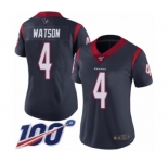 Women's Nike Houston Texans #4 Deshaun Watson Navy Blue Team Color Vapor Untouchable Limited Player 100th Season NFL Jersey