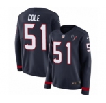 Women's Nike Houston Texans #51 Dylan Cole Limited Navy Blue Therma Long Sleeve NFL Jersey