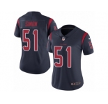Women's Nike Houston Texans #51 John Simon Limited Navy Blue Rush NFL Jersey