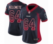 Women's Nike Houston Texans #64 Senio Kelemete Limited Navy Blue Rush Drift Fashion NFL Jersey