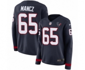 Women's Nike Houston Texans #65 Greg Mancz Limited Navy Blue Therma Long Sleeve NFL Jersey