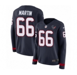 Women's Nike Houston Texans #66 Nick Martin Limited Navy Blue Therma Long Sleeve NFL Jersey