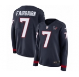 Women's Nike Houston Texans #7 Ka'imi Fairbairn Limited Navy Blue Therma Long Sleeve NFL Jersey