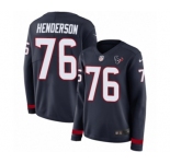 Women's Nike Houston Texans #76 Seantrel Henderson Limited Navy Blue Therma Long Sleeve NFL Jersey