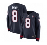 Women's Nike Houston Texans #8 Trevor Daniel Limited Navy Blue Therma Long Sleeve NFL Jersey