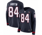 Women's Nike Houston Texans #84 Ryan Griffin Limited Navy Blue Therma Long Sleeve NFL Jersey